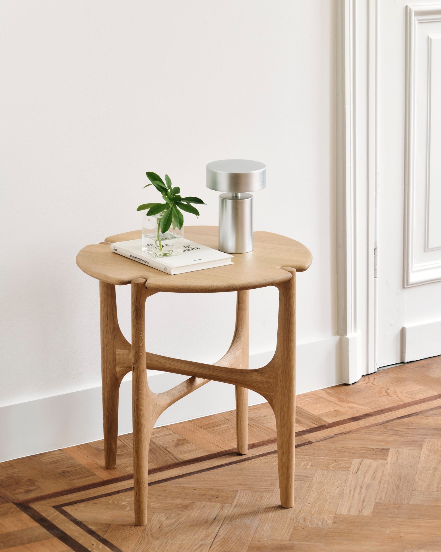 PI side table - oak - round White Cliff Studio Side Table