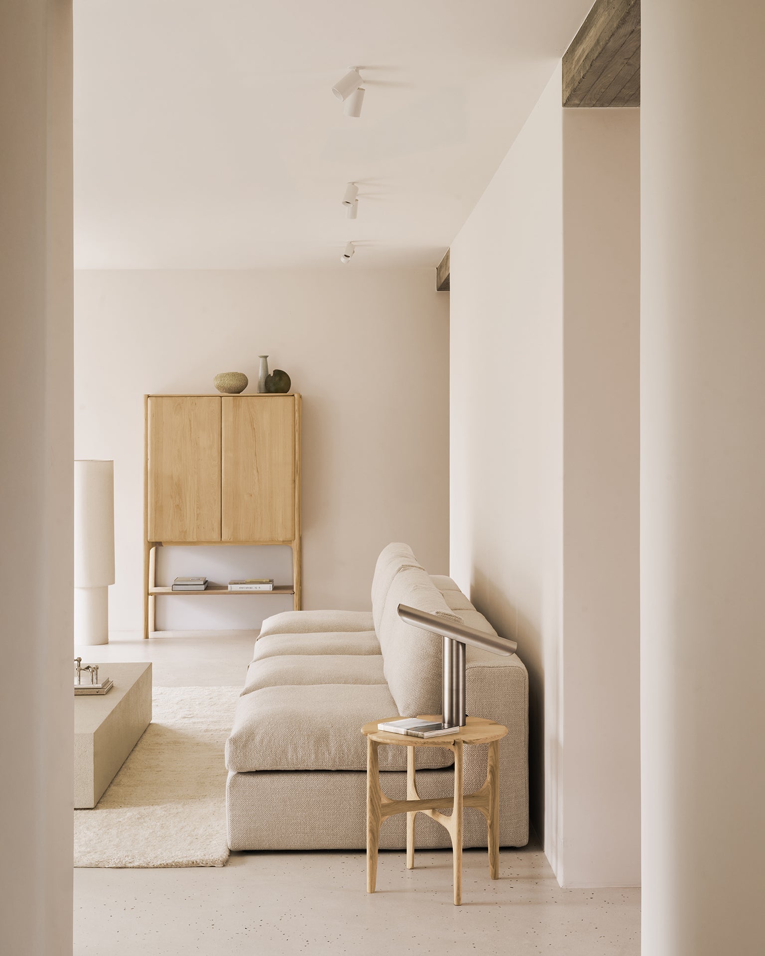 PI side table - oak - round White Cliff Studio Side Table