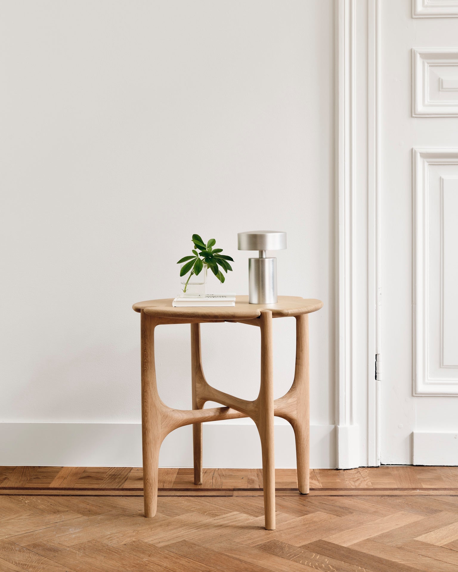 PI side table - oak - round White Cliff Studio Side Table