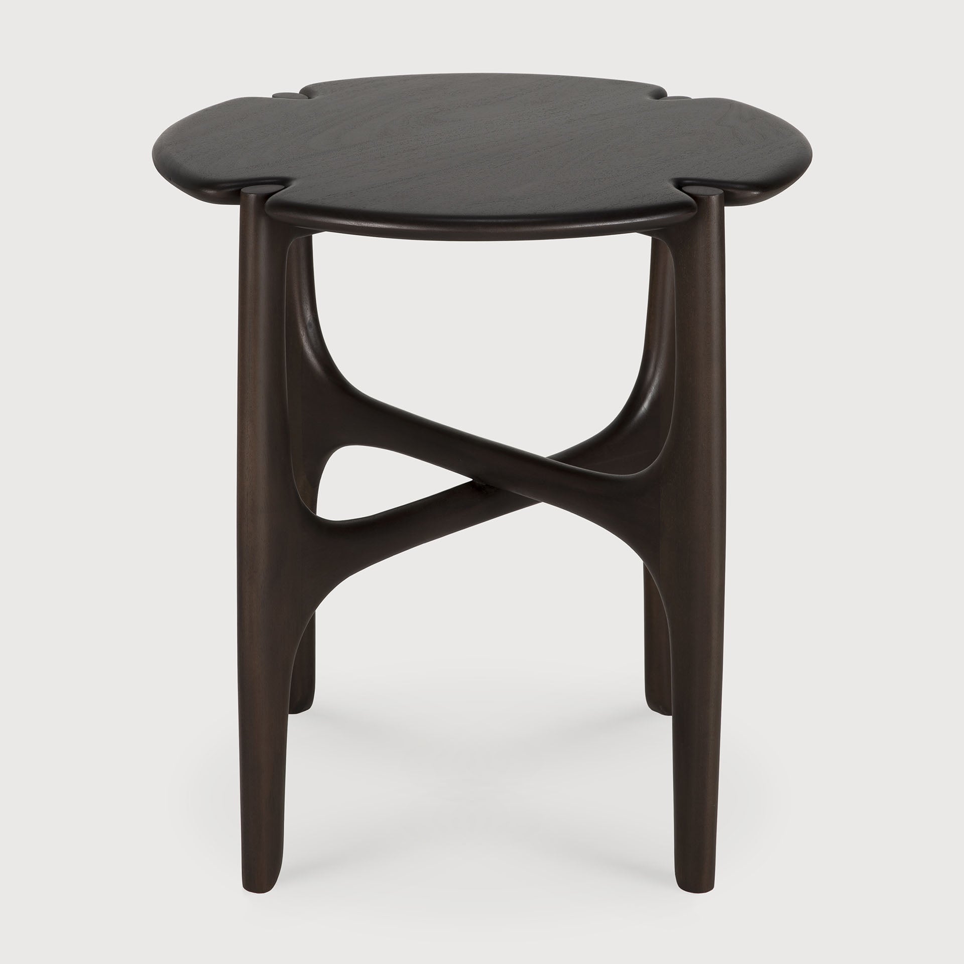 PI side table - varnished mahogany - dark brown - round White Cliff Studio Side Table