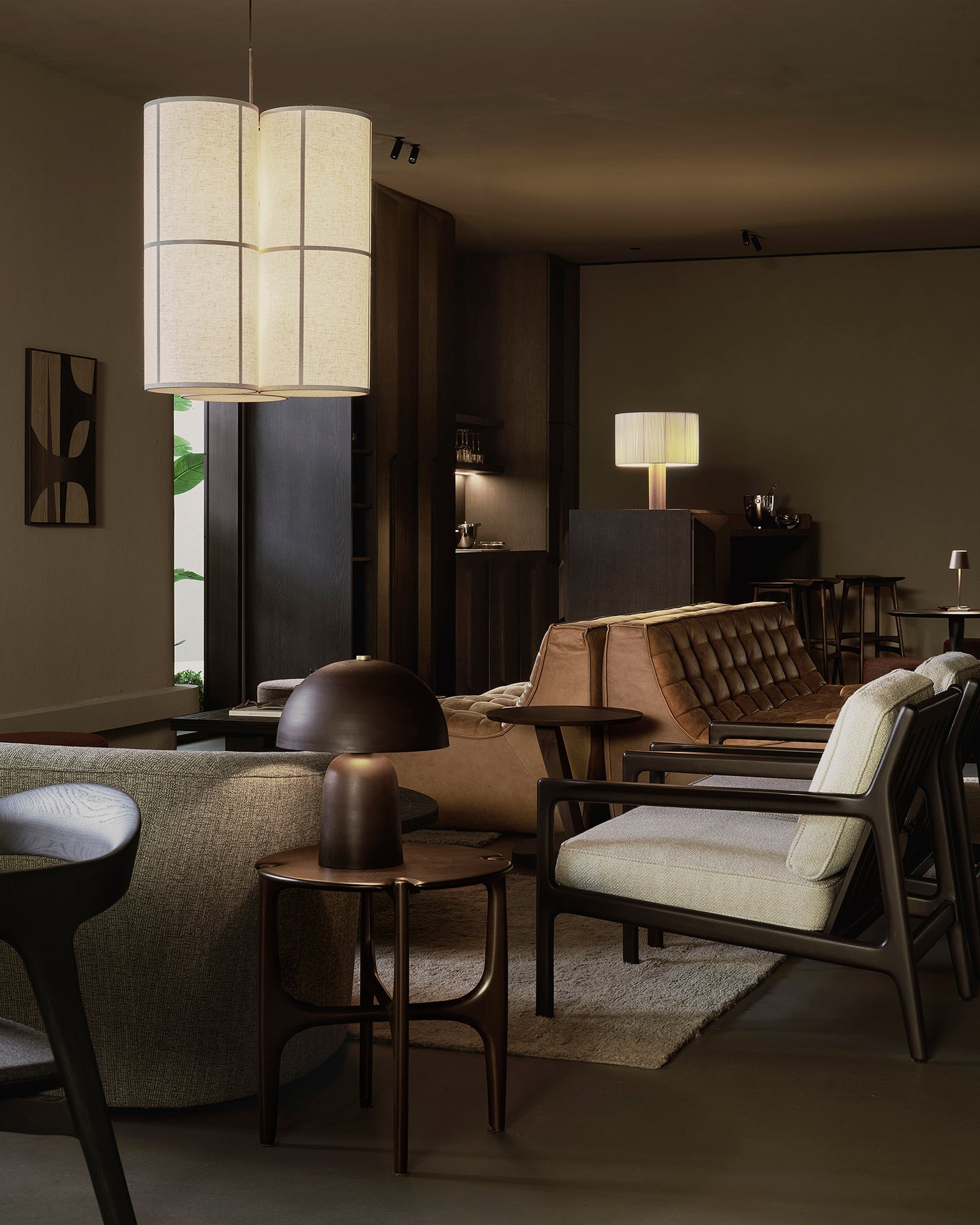 PI side table - varnished mahogany - dark brown - round White Cliff Studio Side Table