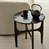 PI side table - varnished mahogany - dark brown - round White Cliff Studio Side Table