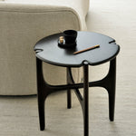 PI side table - varnished mahogany - dark brown - round White Cliff Studio Side Table