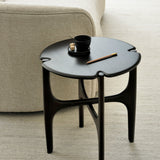 PI side table - varnished mahogany - dark brown - round White Cliff Studio Side Table
