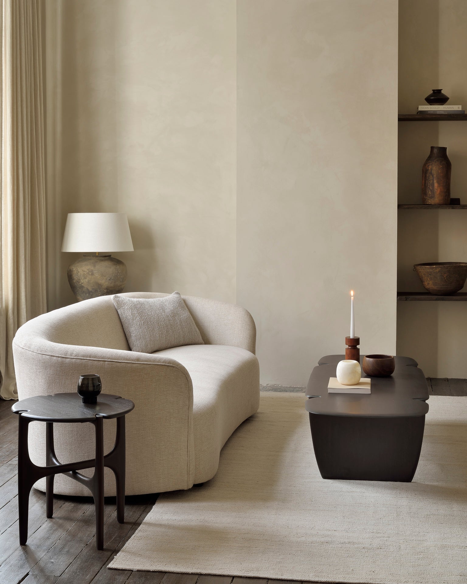 PI side table - varnished mahogany - dark brown - round White Cliff Studio Side Table