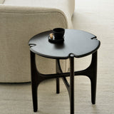 PI side table - varnished mahogany - dark brown - round White Cliff Studio Side Table