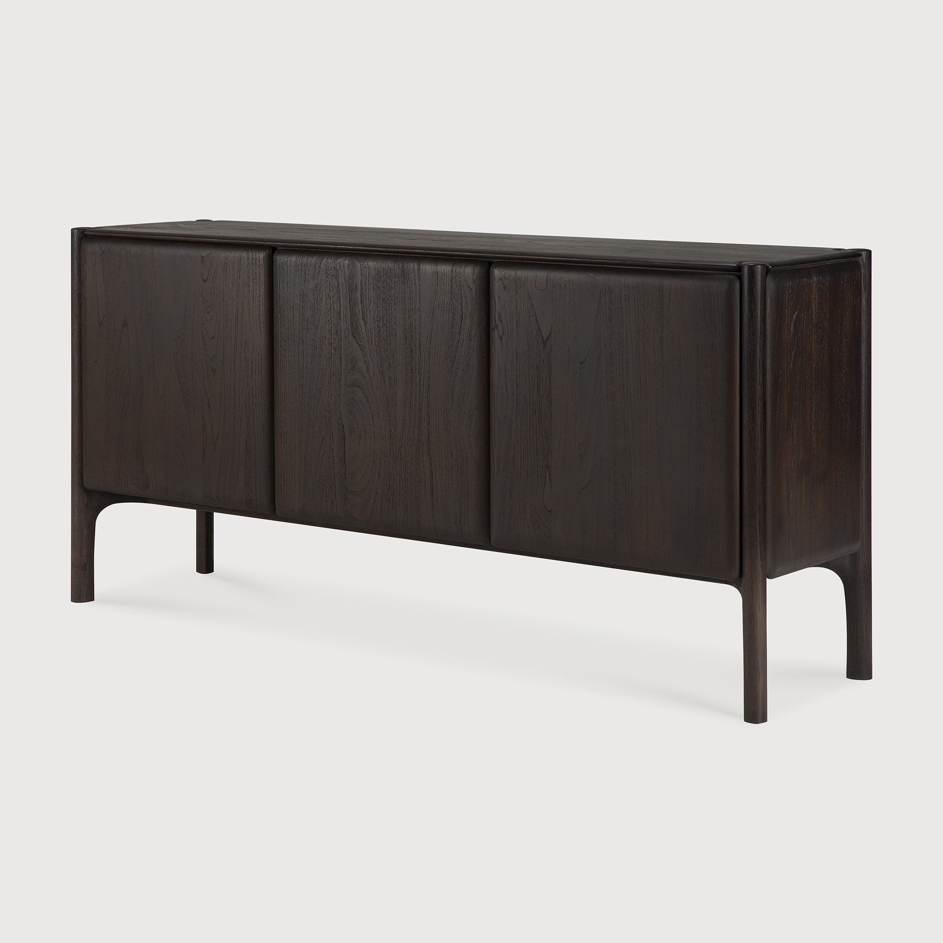 PI sideboard - varnished teak - dark brown - 3 doors White Cliff Studio Sideboard