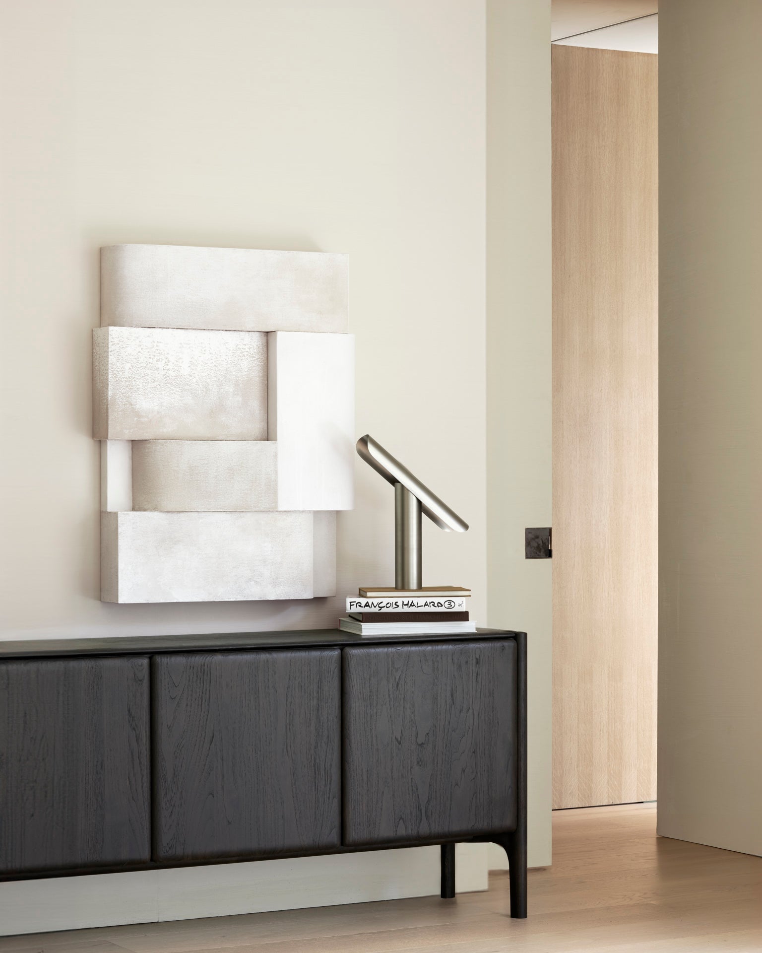 PI sideboard - varnished teak - dark brown - 3 doors White Cliff Studio Sideboard