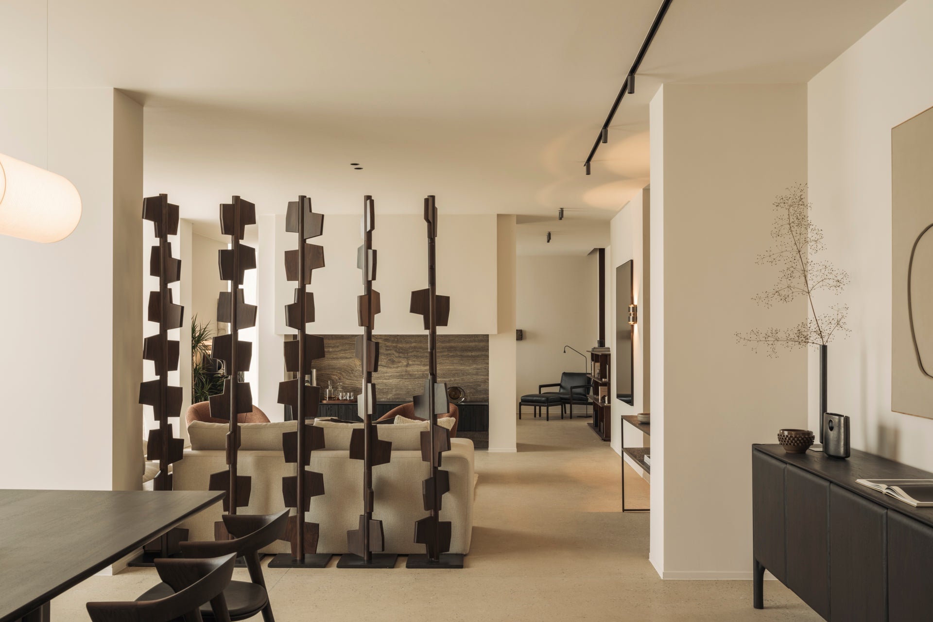 PI sideboard - varnished teak - dark brown - 4 doors White Cliff Studio Sideboard