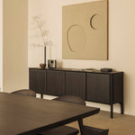 PI sideboard - varnished teak - dark brown - 4 doors White Cliff Studio Sideboard