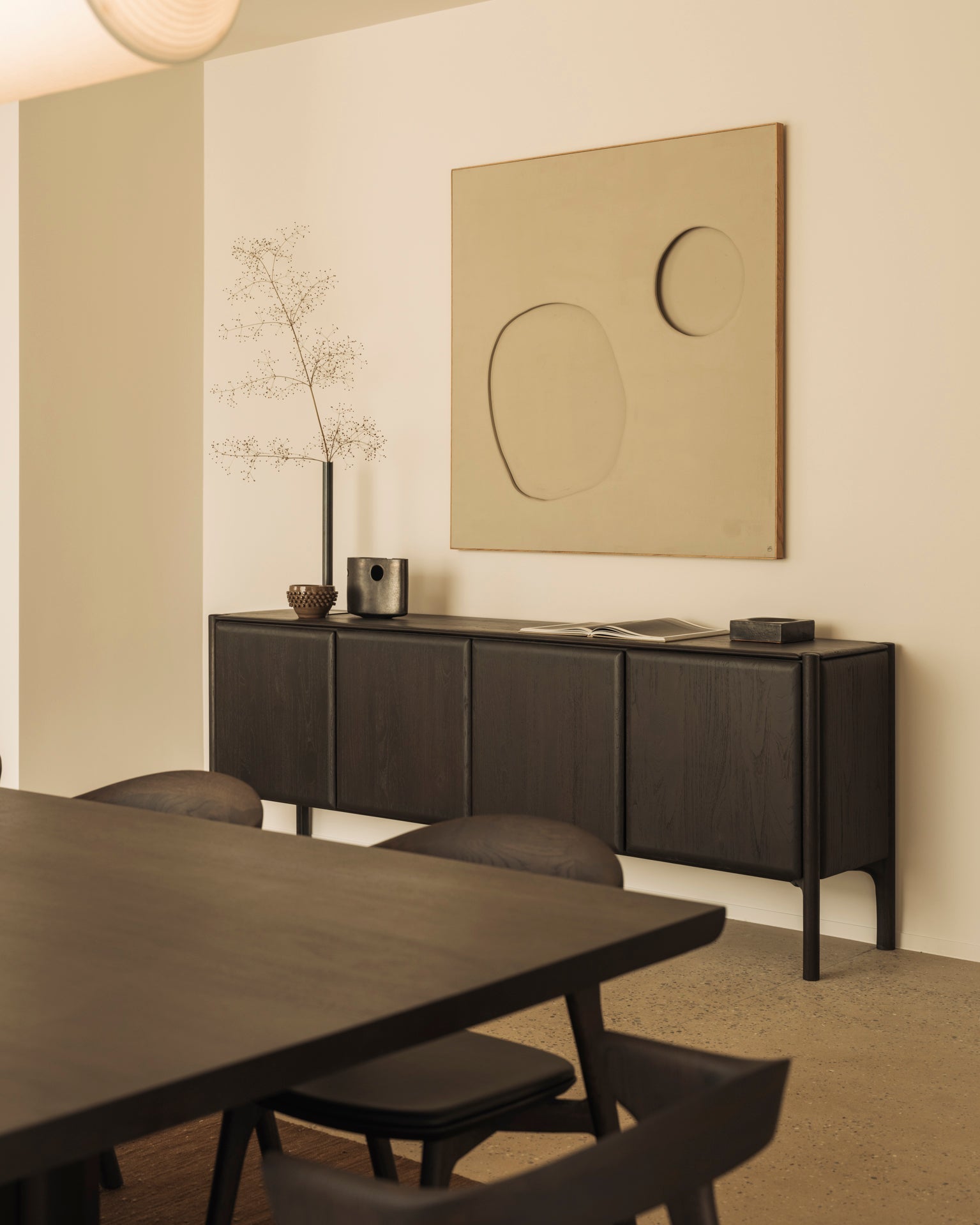 PI sideboard - varnished teak - dark brown - 4 doors White Cliff Studio Sideboard