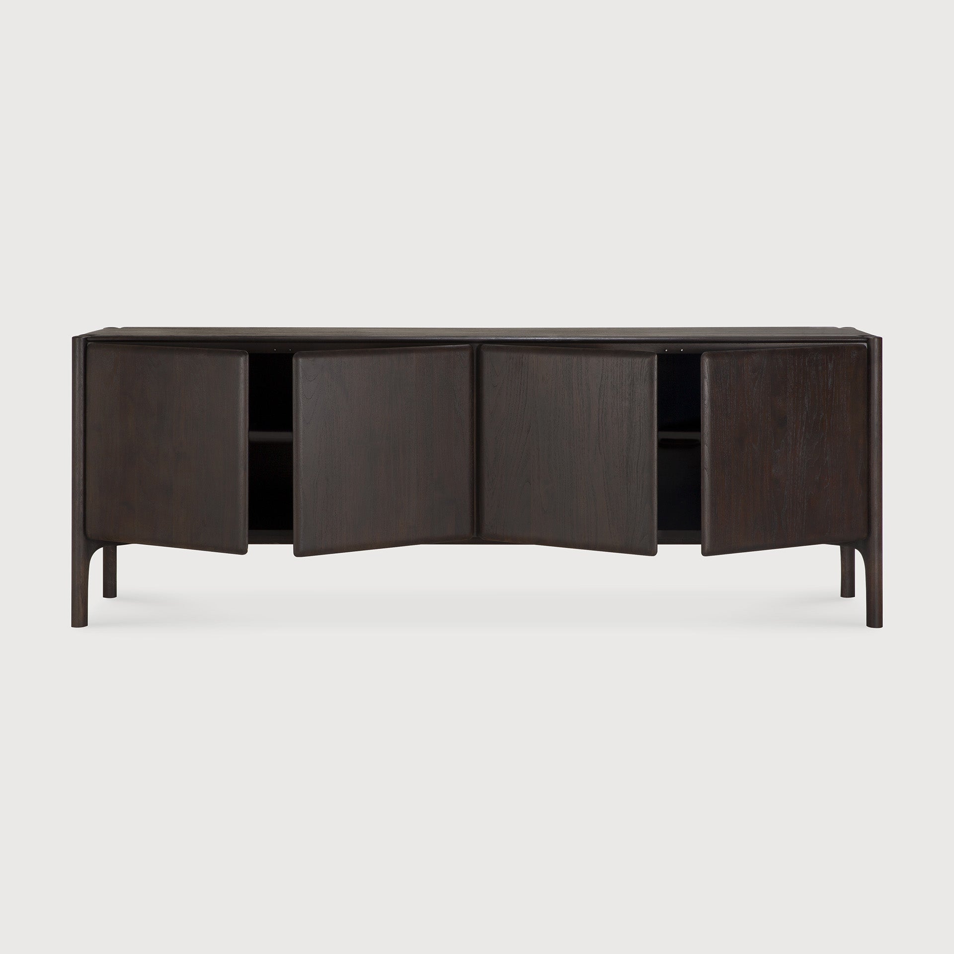 PI sideboard - varnished teak - dark brown - 4 doors White Cliff Studio Sideboard