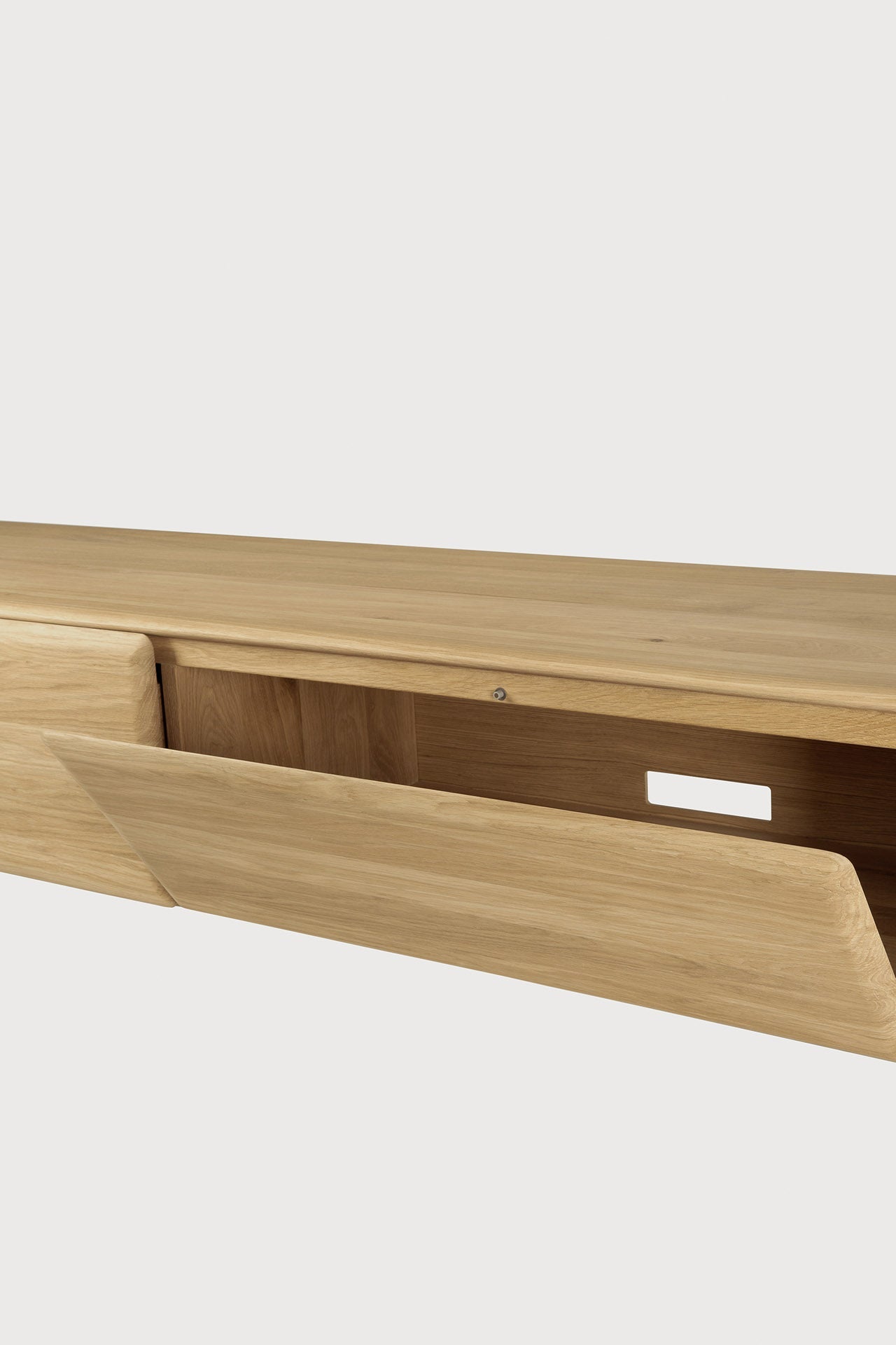 PI TV cupboard - oak - 1 flip - down door - 1 drawer White Cliff Studio Media Console