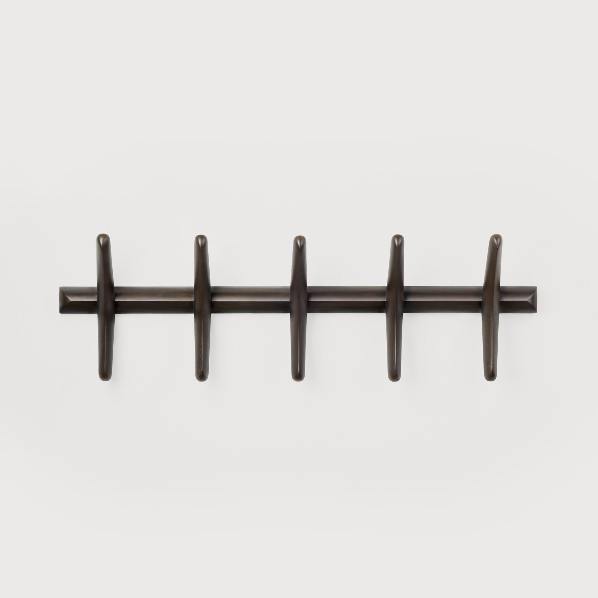 PI wall coat rack - varnished mahogany - dark brown White Cliff Studio Coat Hooks