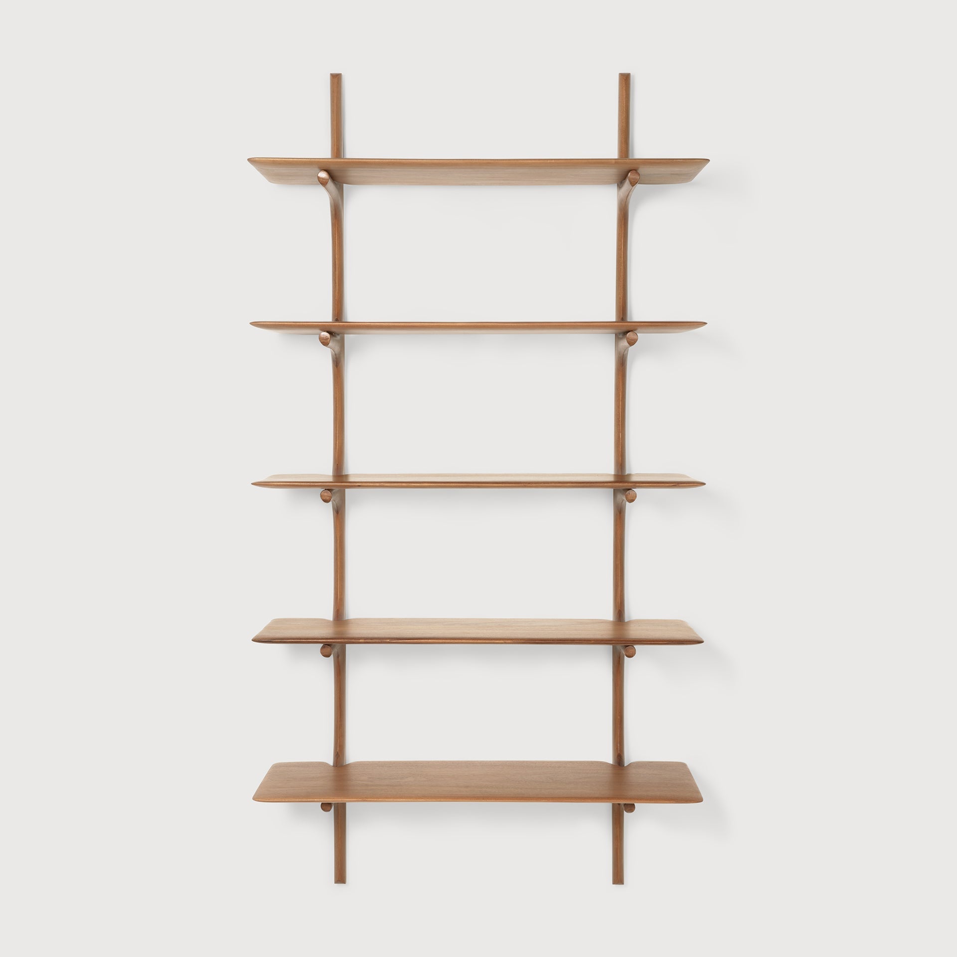 PI wall shelf - varnished mahogany - 5 shelves White Cliff Studio Wall Shelf