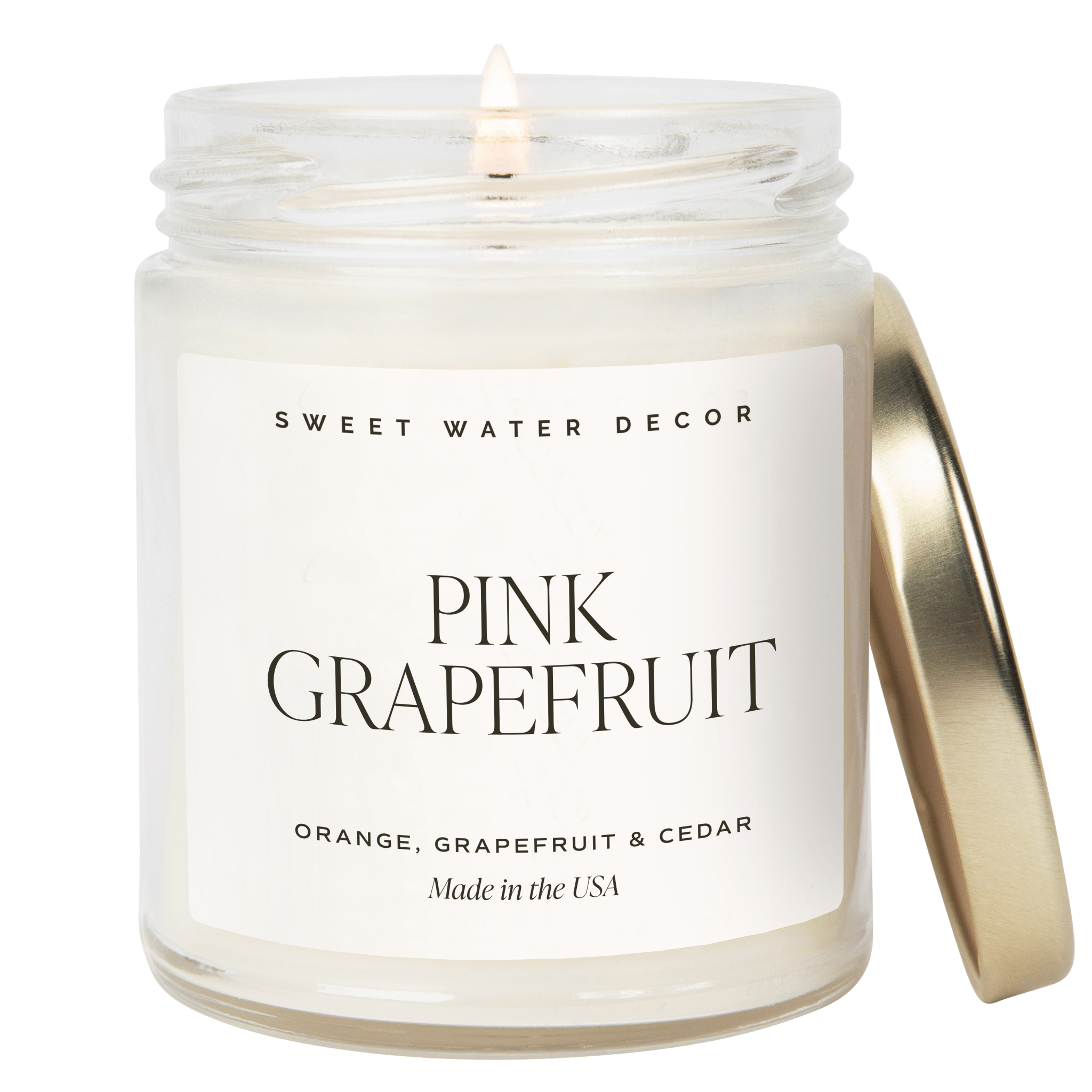 Pink Grapefruit Soy Candle - Clear Jar - 9 oz White Cliff Studio Candles and Candle Accessories