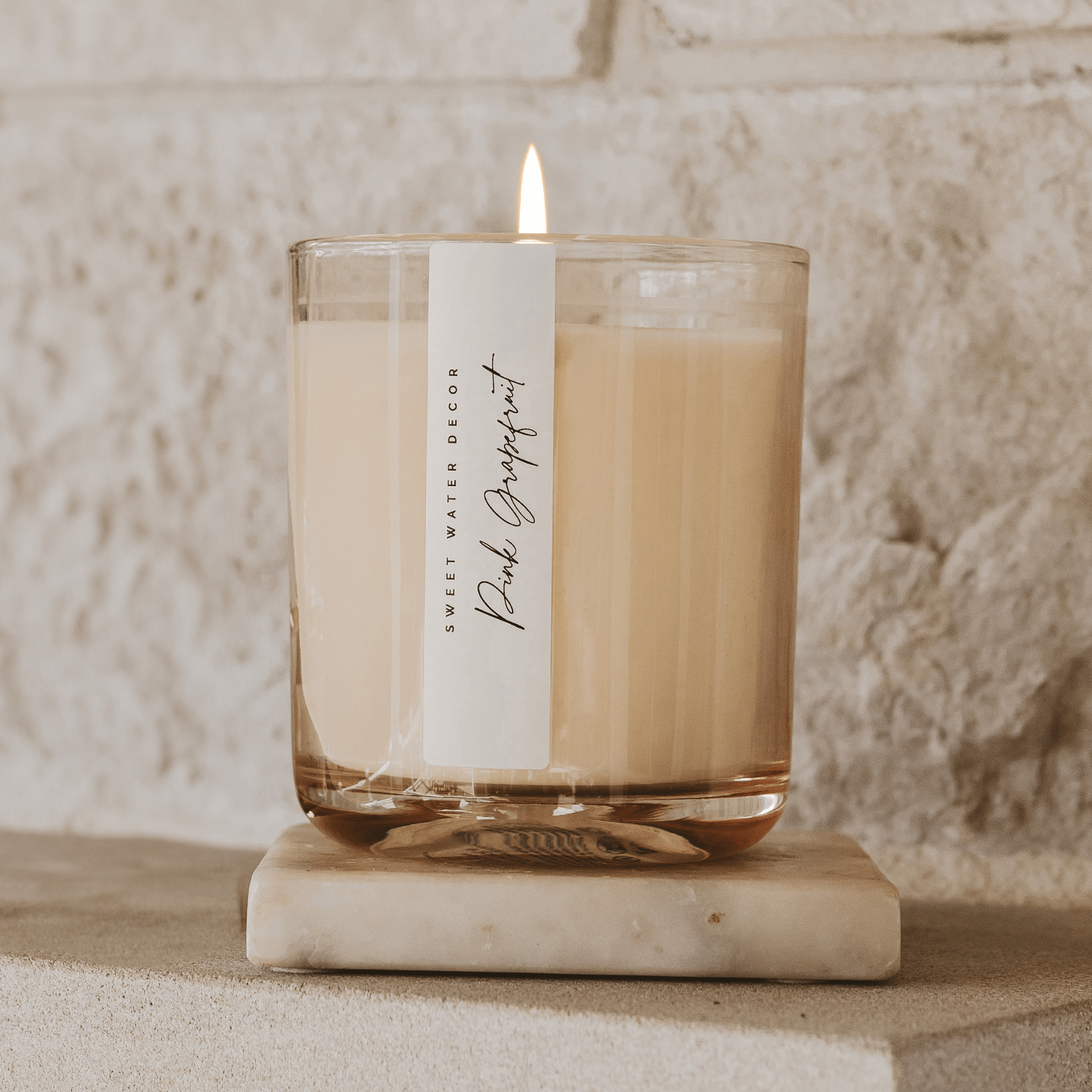 Pink Grapefruit Soy Candle - Tinted Glass Jar - 12 oz White Cliff Studio Candles and Candle Accessories