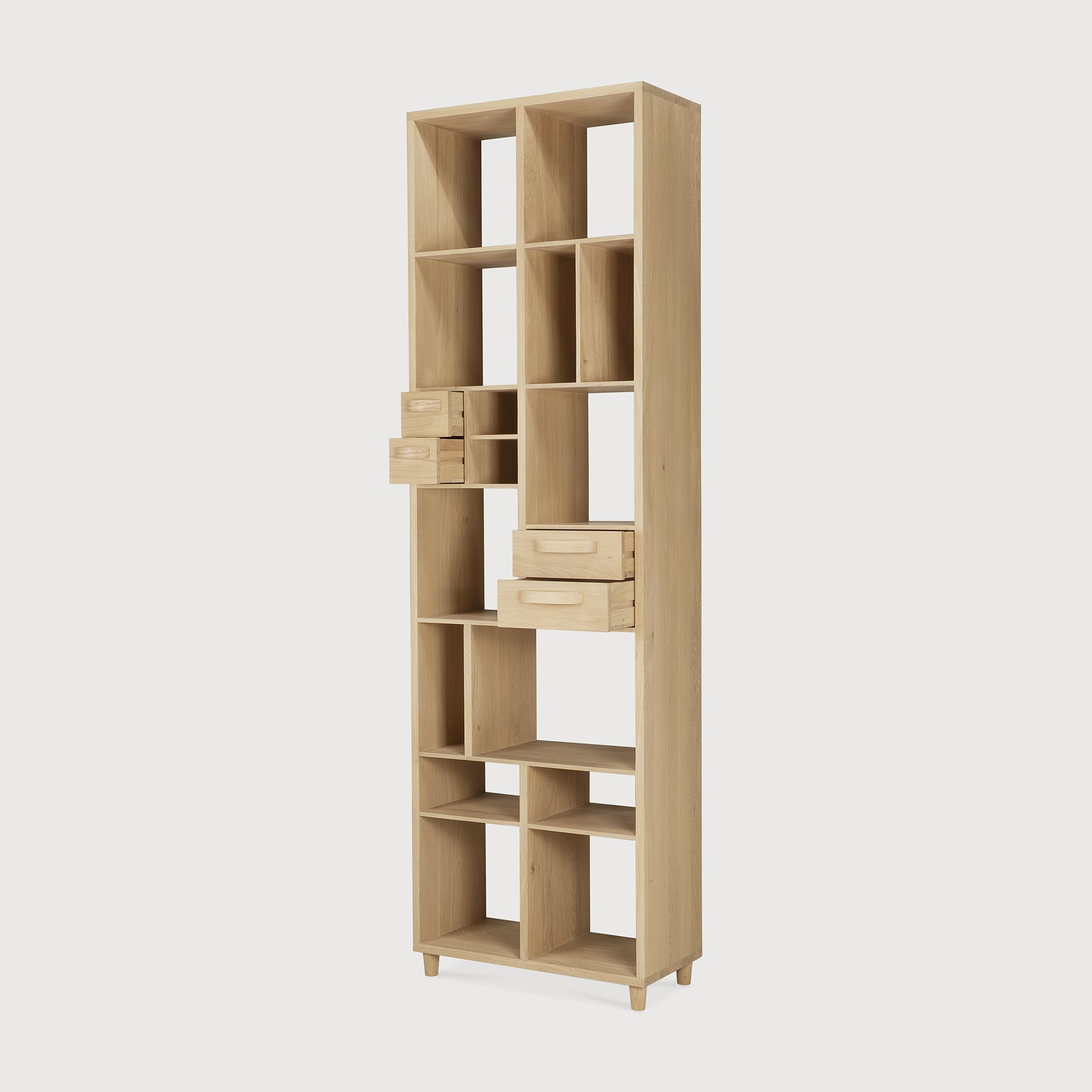Pirouette rack - oak - 4 drawers White Cliff Studio Wall Shelf