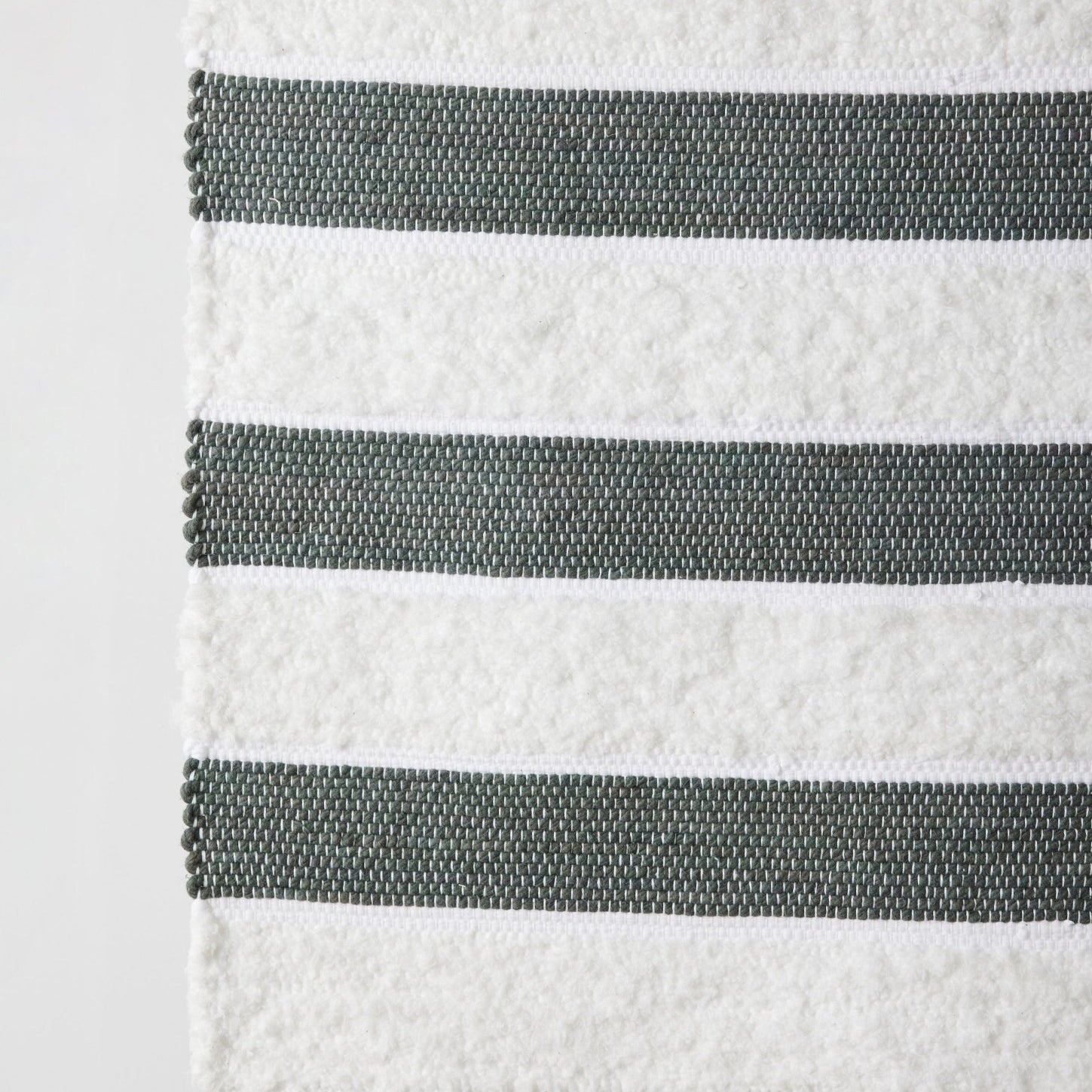 Plush Green Cotton Banded Hand - Loomed Mat