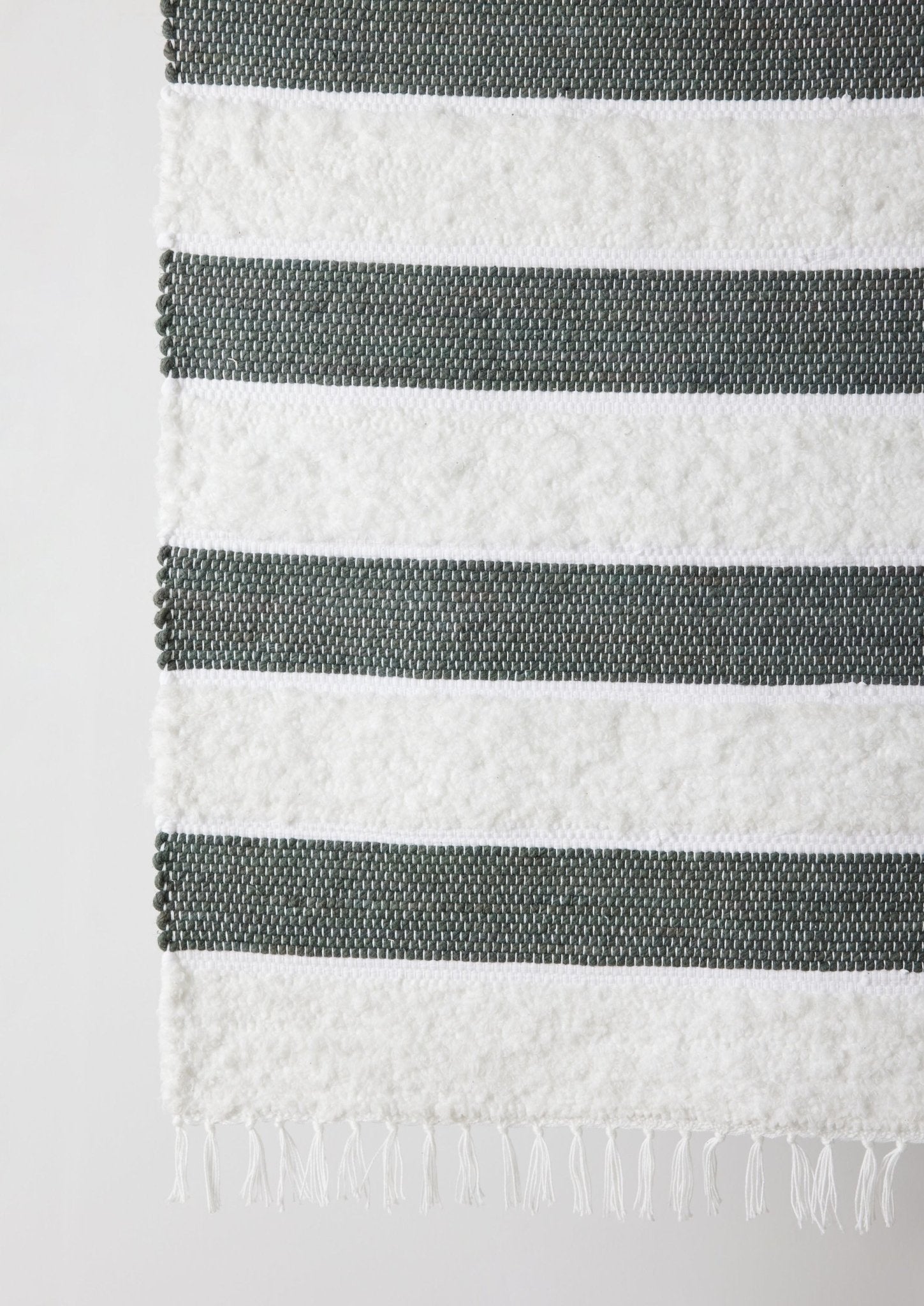 Plush Green Cotton Banded Hand - Loomed Mat