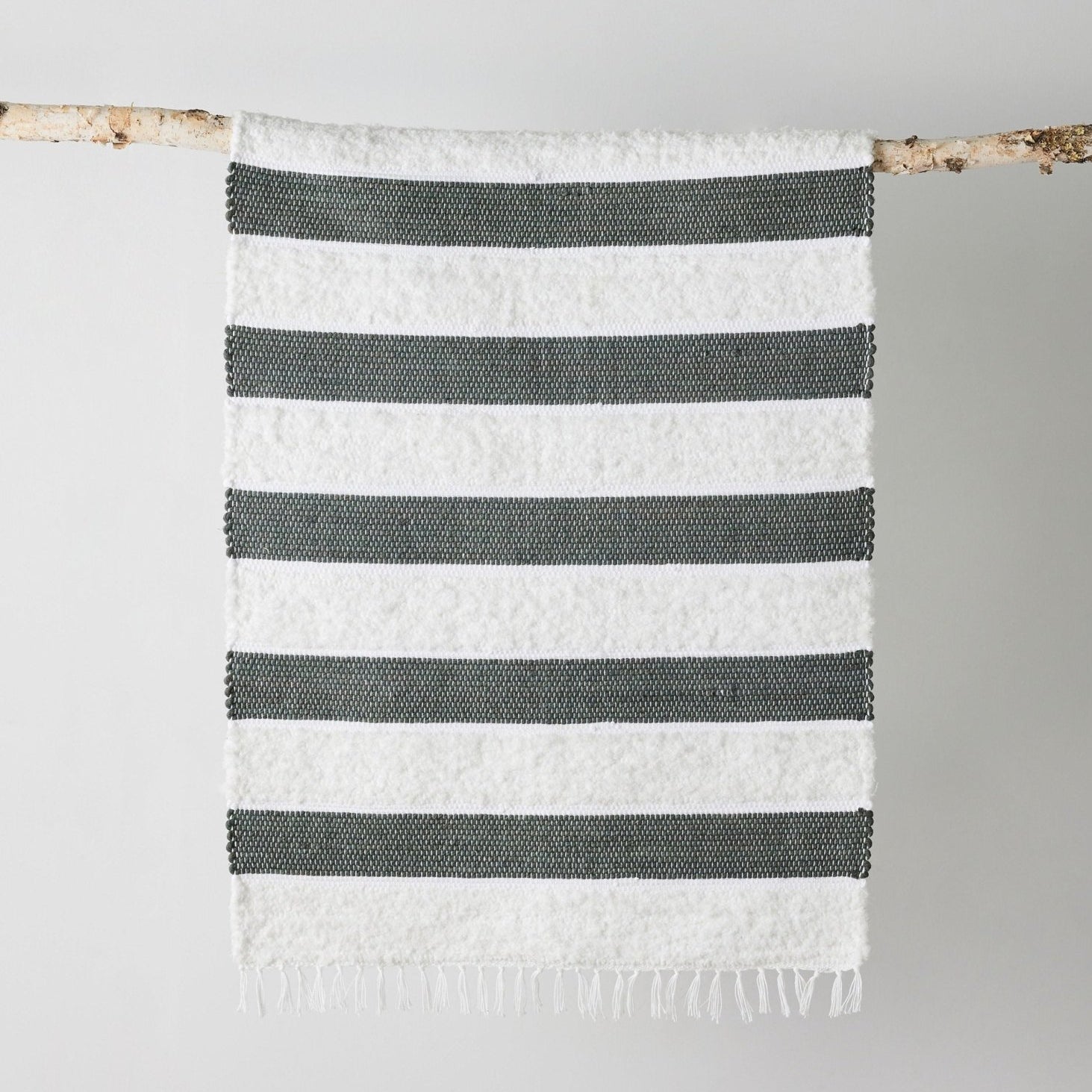 Plush Green Cotton Banded Hand - Loomed Mat