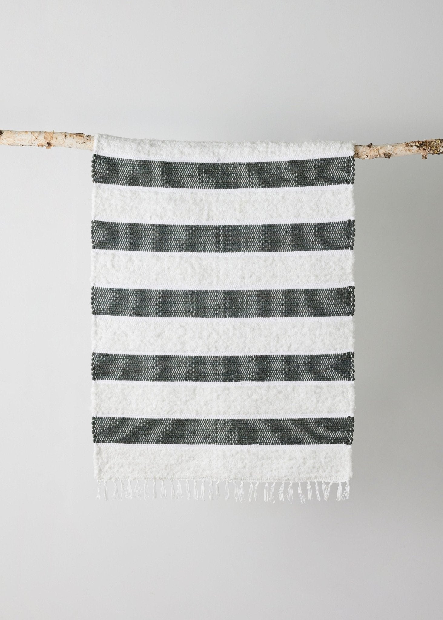 Plush Green Cotton Banded Hand - Loomed Mat