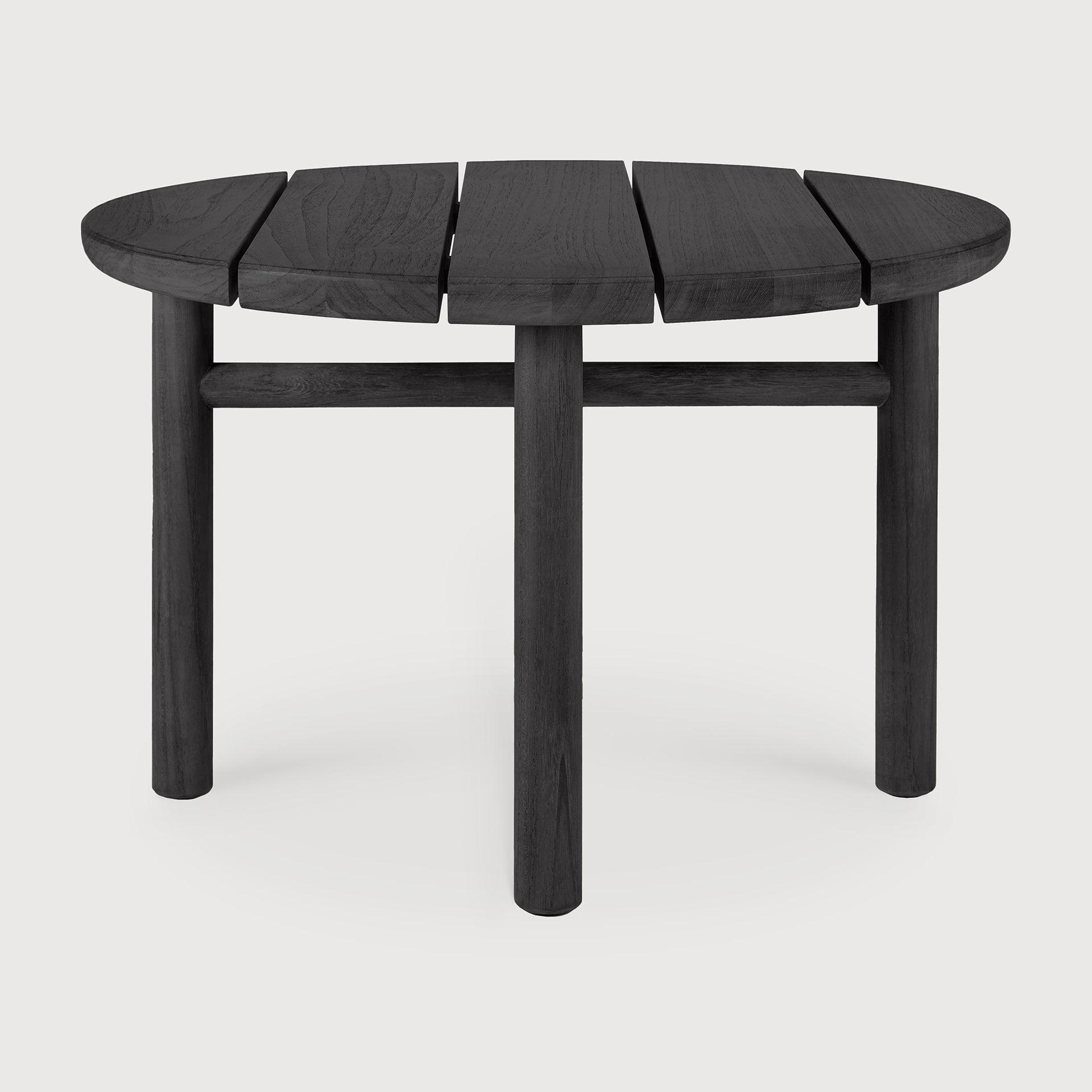 Quatro outdoor coffee table - varnished teak - black - round White Cliff Studio Outdoor Coffee Table