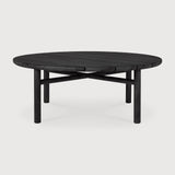 Quatro outdoor coffee table - varnished teak - black - round White Cliff Studio Outdoor Coffee Table