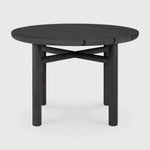 Quatro outdoor coffee table - varnished teak - black - round White Cliff Studio Outdoor Coffee Table