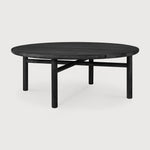 Quatro outdoor coffee table - varnished teak - black - round White Cliff Studio Outdoor Coffee Table