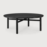 Quatro outdoor coffee table - varnished teak - black - round White Cliff Studio Outdoor Coffee Table