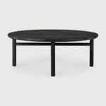 Quatro outdoor coffee table - varnished teak - black - round White Cliff Studio Outdoor Coffee Table