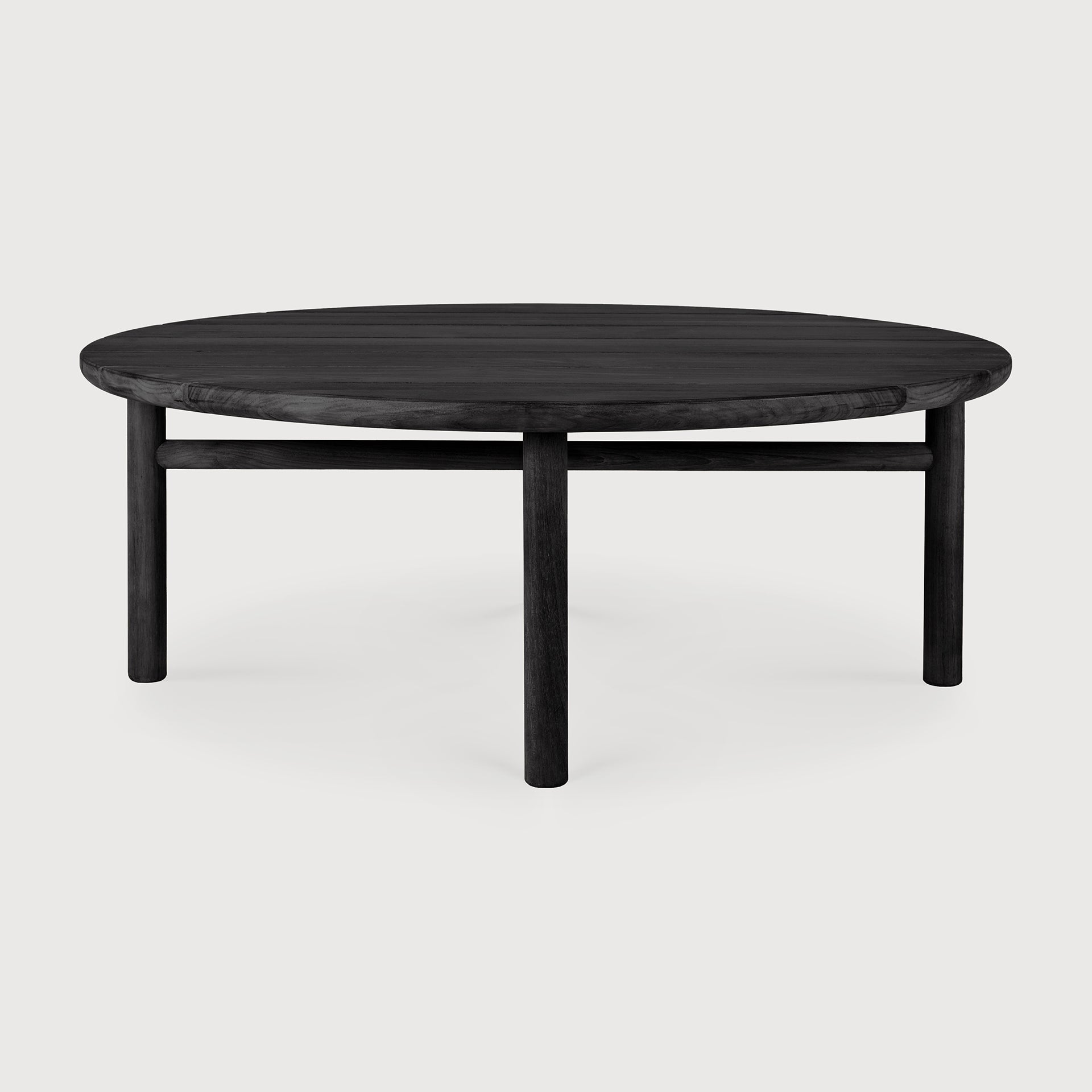 Quatro outdoor coffee table - varnished teak - black - round White Cliff Studio Outdoor Coffee Table