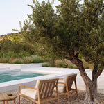 Quatro outdoor side table - teak - round White Cliff Studio Outdoor Side Table