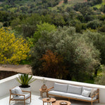 Quatro outdoor side table - teak - round White Cliff Studio Outdoor Side Table