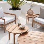 Quatro outdoor side table - teak - round White Cliff Studio Outdoor Side Table