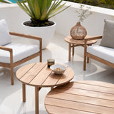 Quatro outdoor side table - teak - round White Cliff Studio Outdoor Side Table