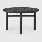 Quatro outdoor side table - varnished teak - black - round White Cliff Studio Outdoor Side Table