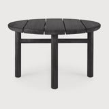Quatro outdoor side table - varnished teak - black - round White Cliff Studio Outdoor Side Table