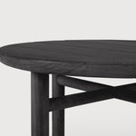 Quatro outdoor side table - varnished teak - black - round White Cliff Studio Outdoor Side Table