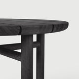 Quatro outdoor side table - varnished teak - black - round White Cliff Studio Outdoor Side Table