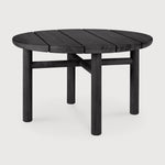 Quatro outdoor side table - varnished teak - black - round White Cliff Studio Outdoor Side Table