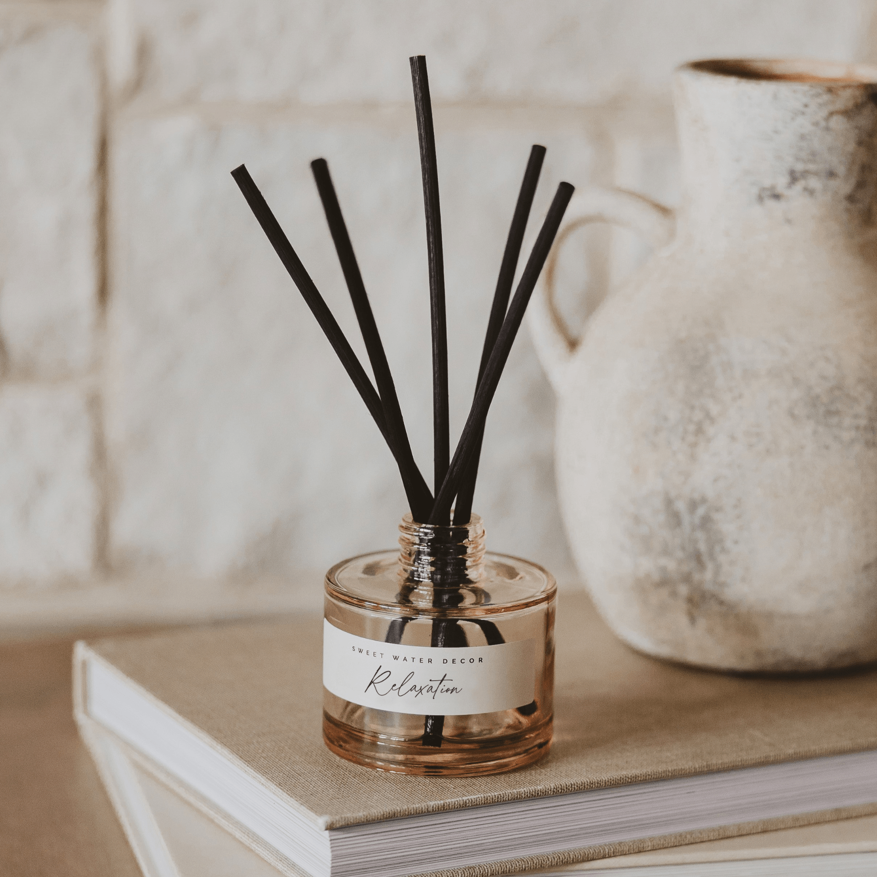 Relaxation Tinted Glass Jar Reed Diffuser White Cliff Studio Reed Diffusers