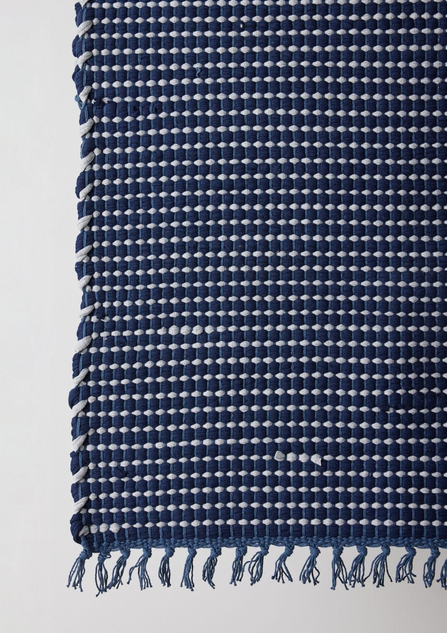 Riverweave Navy Blue Hand - Loomed Cotton Mat
