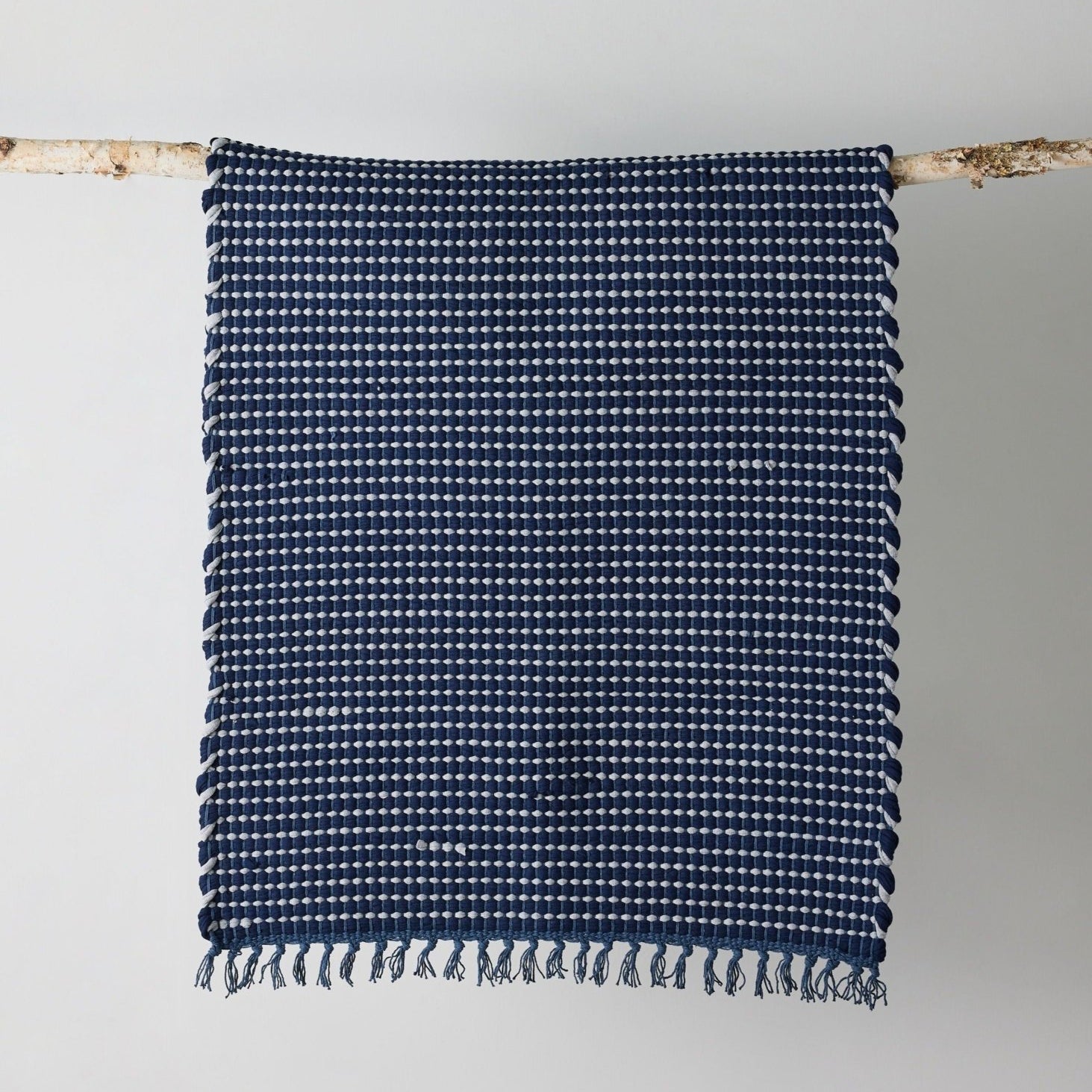 Riverweave Navy Blue Hand - Loomed Cotton Mat