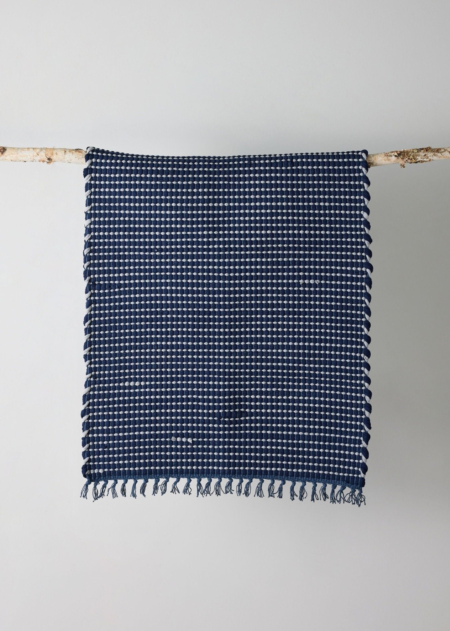 Riverweave Navy Blue Hand - Loomed Cotton Mat