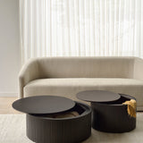 Roller Max coffee table - varnished mahogany - dark brown - round - removable cover White Cliff Studio COFFEE TABLE