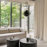 Roller Max coffee table - varnished mahogany - dark brown - round - removable cover White Cliff Studio COFFEE TABLE