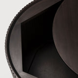 Roller Max coffee table - varnished mahogany - dark brown - round - removable cover White Cliff Studio COFFEE TABLE