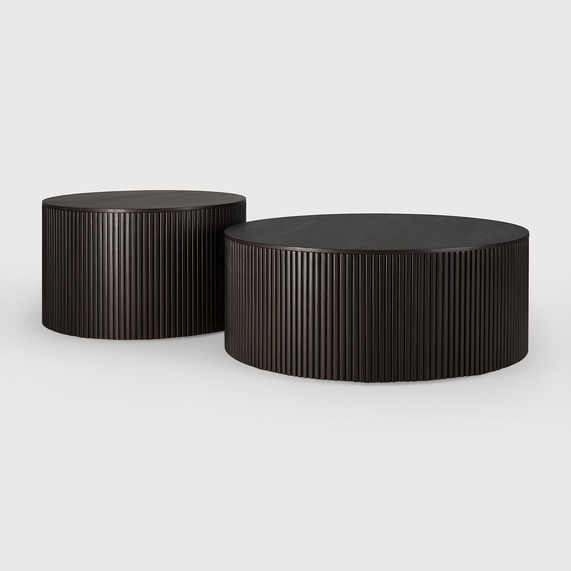 Roller Max coffee table - varnished mahogany - dark brown - round - removable cover White Cliff Studio COFFEE TABLE